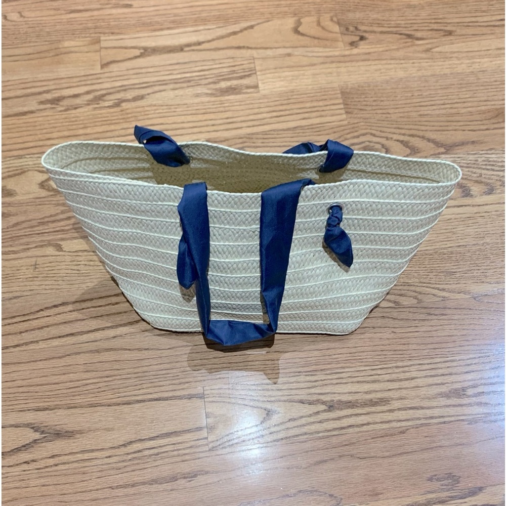 Neiman Marcus StrawTote with fabric handle